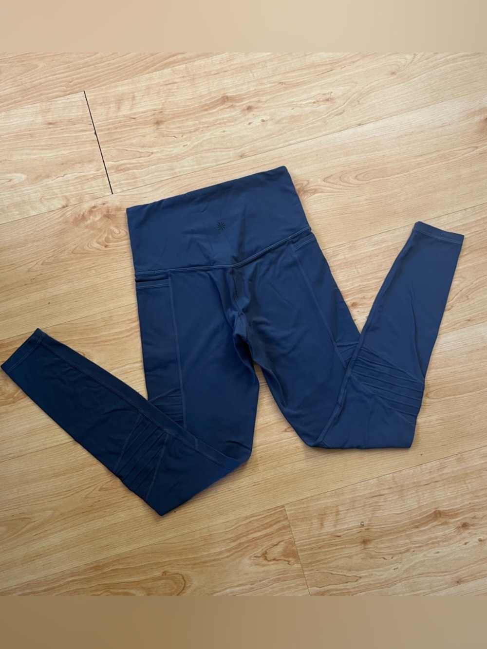 Athleta Inclination Moto Tight Women’s Blue / Gray Cell Phone Pockets Size XS